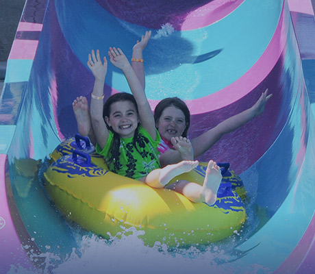 Kids on a waterslide